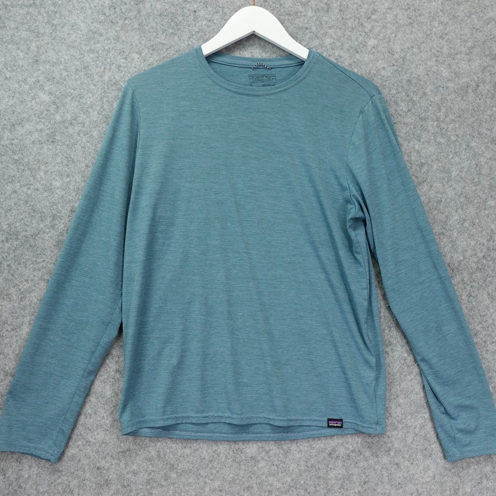 Patagonia Long Sleeve Tee Shirt Mens S Teal Blue Lightweight Performance Outdoor